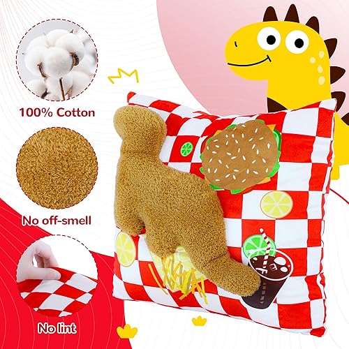 Miniatura 3 de Linda y deliciosa almohada de pepita de pollo con dinosaurio, delicioso juguete de peluche de pepita de pollo, peluche creativo de dinosaurio para