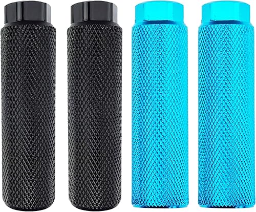 Vista 17 de 2 pares de reposapiés de aleación de aluminio para bicicleta de montaña, clavijas de acrobacias traseras, compatibles con ejes de 3/8 pulgadas Negro