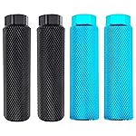 Zelerdo 2 Pairs Aluminum Alloy Bike Pegs for Mountain Bike Cycling Rear Stunt Pegs Fit 3/8 inch Axles (Pure Black and Sky blue, 100x28 mm)