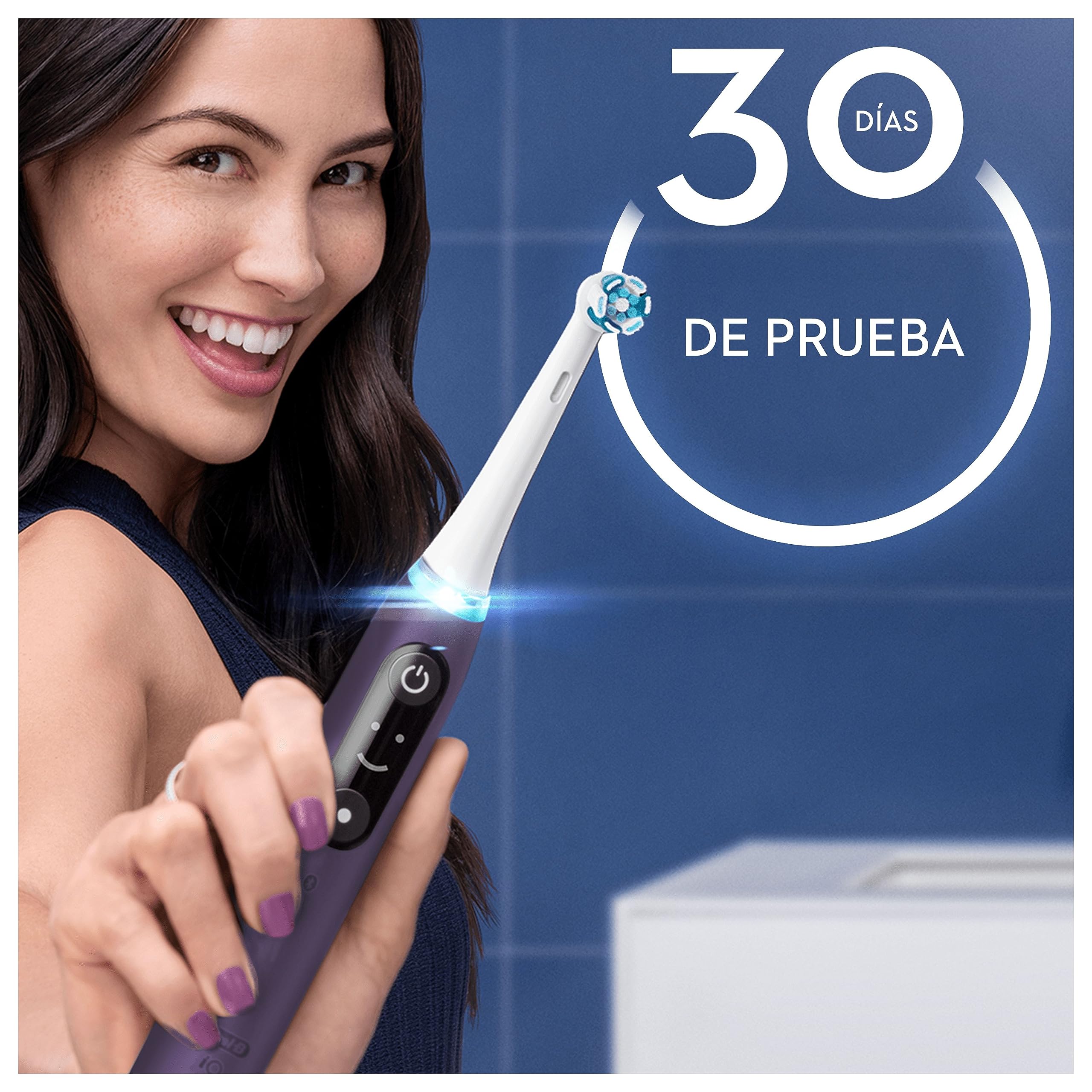 Oral-B iO 8N Cepillo de Dientes Eléctrico con Mango Recargable, 2 Cabezales y Estuche de Viaje, Diseñado por Braun - Violeta