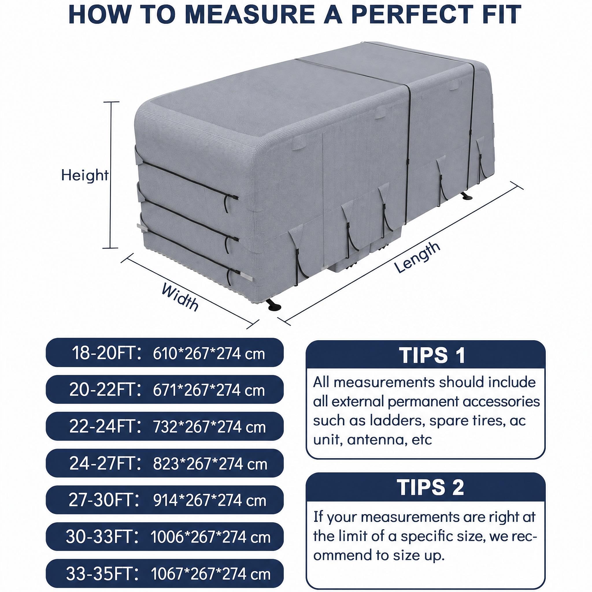 Garvee Funda para Remolque de Viaje Extra Gruesa 7 Capas – Protección Impermeable y Anti-UV para Autocaravana 18-20FT – Resistente a Lluvia, Nieve, Polvo