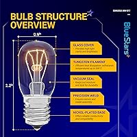 Vista 5 de BlueStars - 2 paquetes de bombilla para horno microondas 8206232A, 40 W, 125 V, base E17, compatible con la bombilla de microondas bajo capó