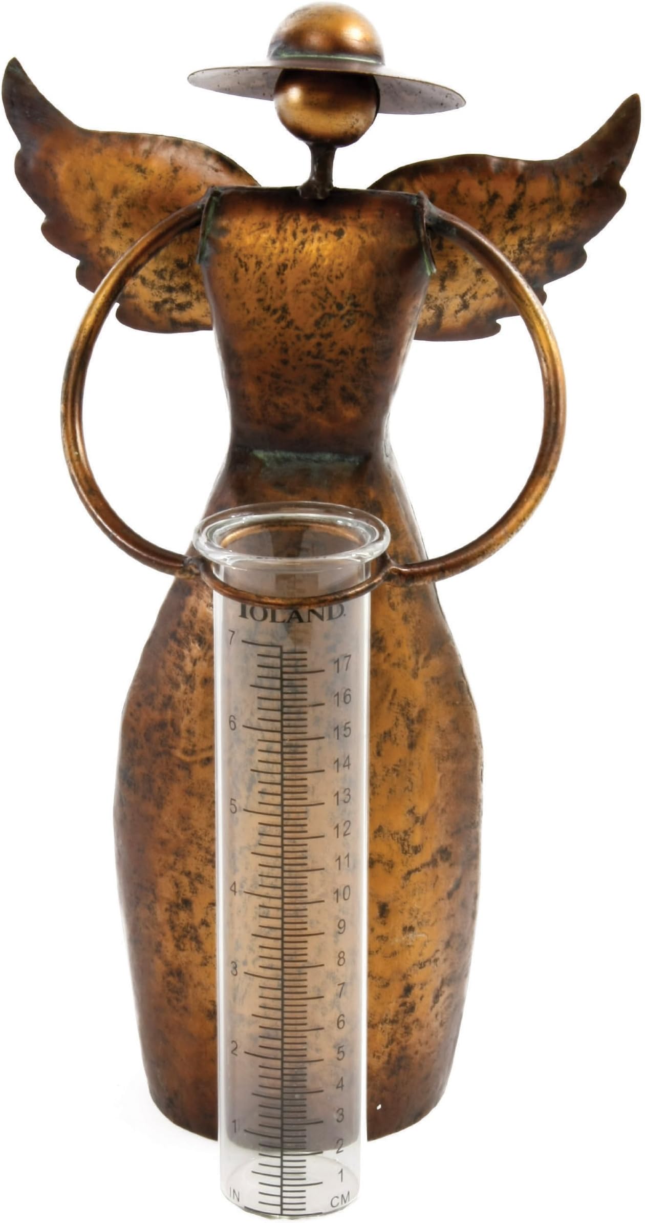 Toland Home Garden Garden Angel Decorative Outdoor Tabletop Rain Gauge Statue with Glass Udometer for Yards, Gardens, Patios, Porches, and Decks 211329
