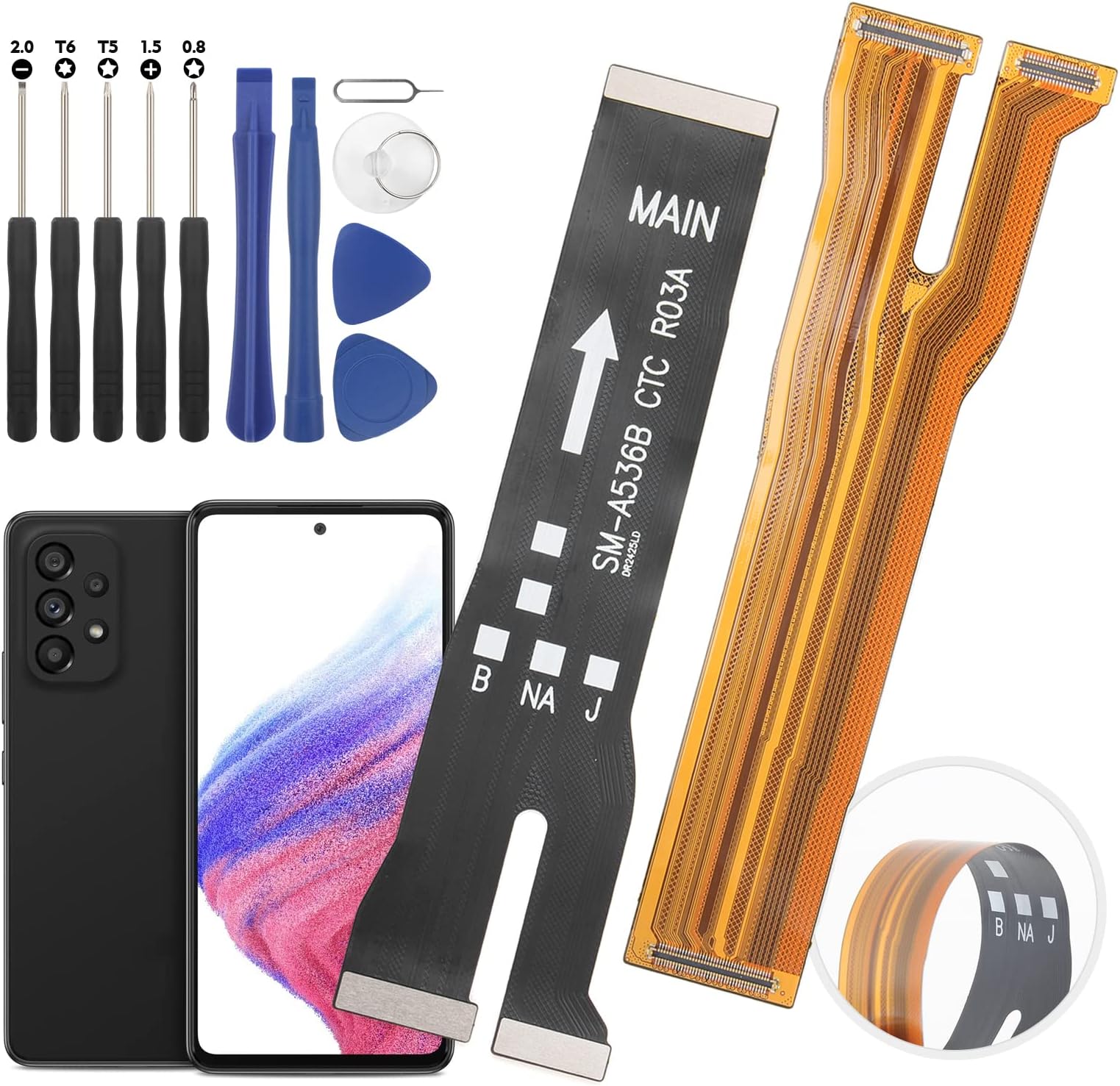 RongZy LCD Screen Motherboard Flexible Cable for Samsung Galaxy A53 5G A536 2022 Motherboard LCD Charging Flexible Cable Replacement for Connecting Motherboard with Tools