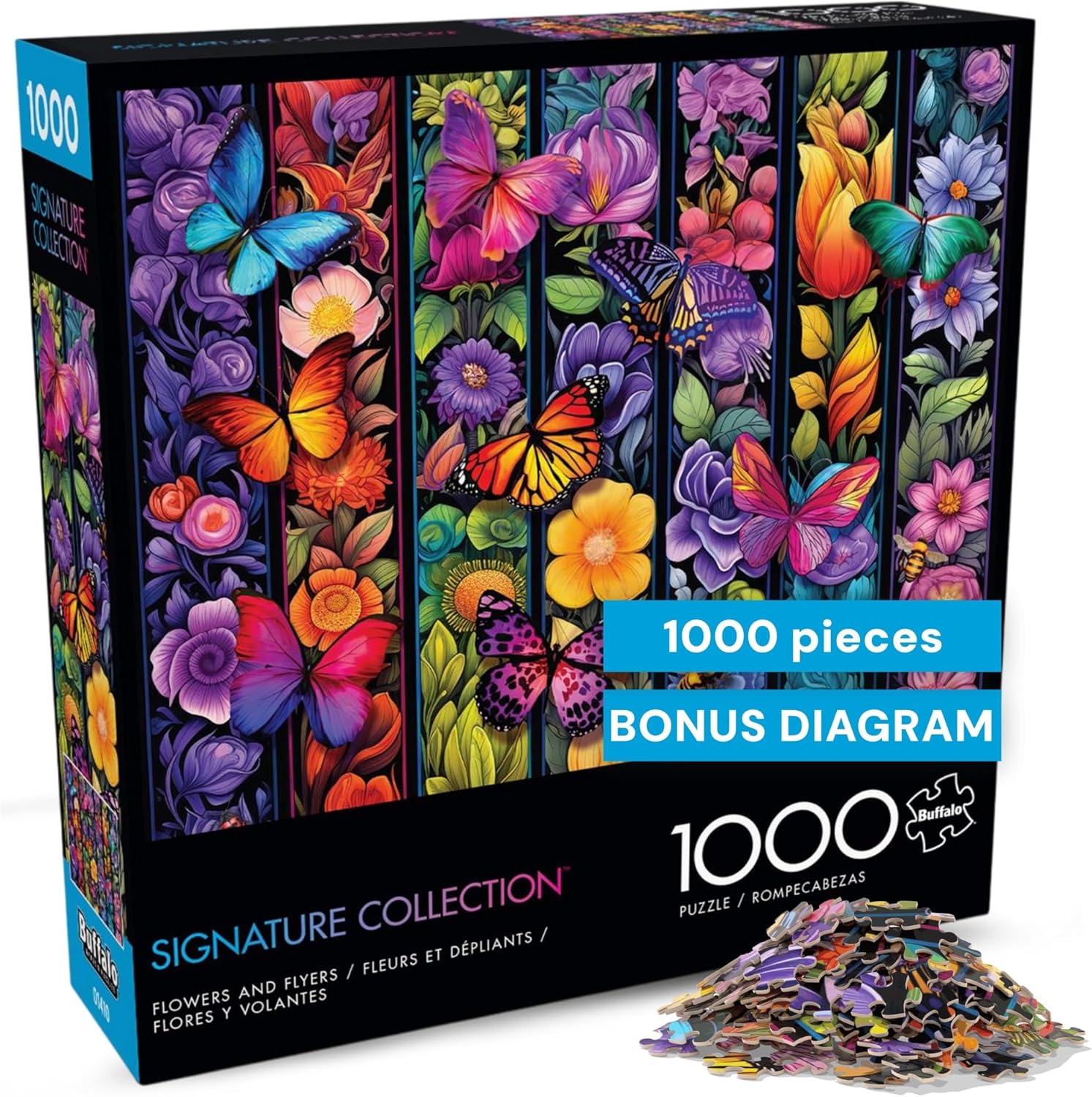 Buffalo Games - 1000 Piece Jigsaw Puzzle Bigelow Illustrations Flowers and Flyers, Made in USA, Premium Recycled Board, Full-Color Poster,