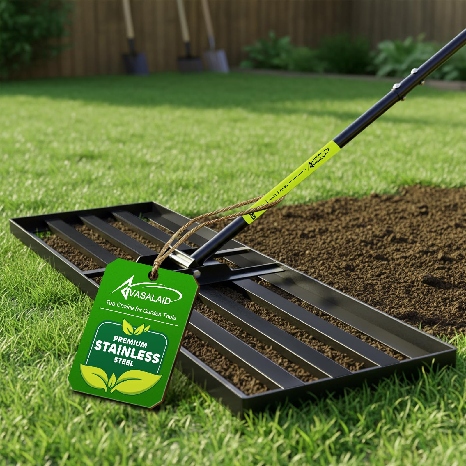 30 x 91 cm Lawn Leveling Rake, Heavy-Duty Galvanized Steel Grass Levelling Rake with an Adjustable 198 cm Extra Long Handle Lawn Levelling Tool for Yard, Backyard, Lawn Leveler for Garden, Soil, Farm