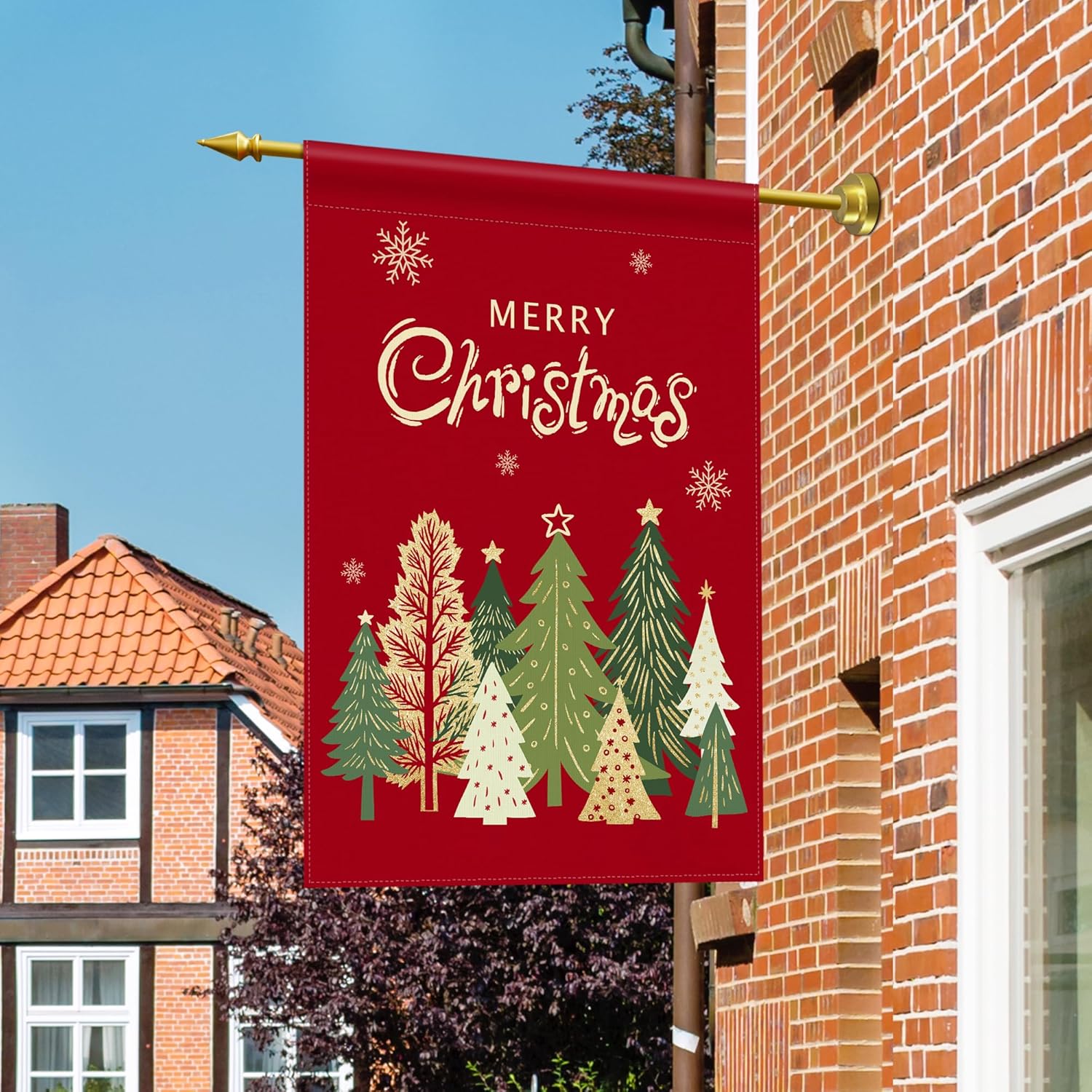 Merry Christmas Trees Garden Flag 28x40 Inch, Double Sided Outside Large Red Winter Holiday Red Yard Decoration for Outside (28 * 40 Inch) - Image 2