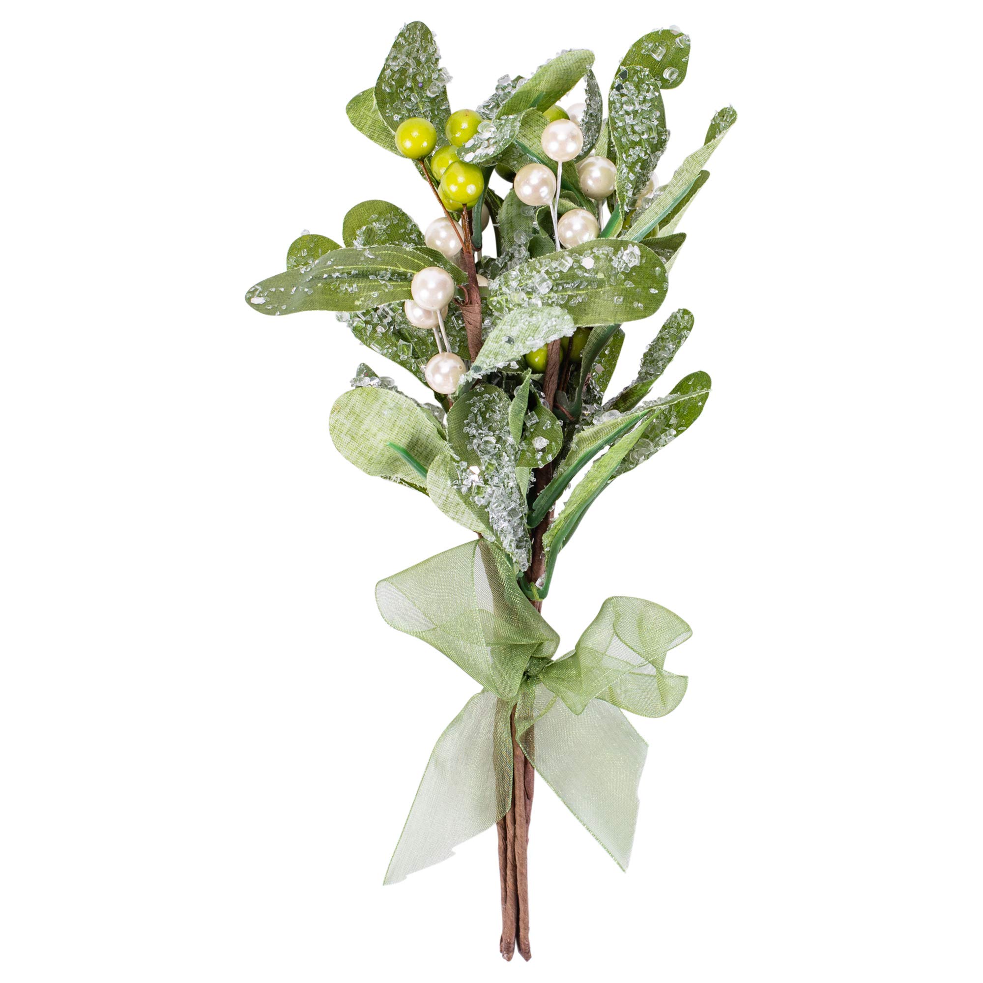 Elanze Designs Mistletoe Berry Festive Green 10 inch Artificial Christmas Flower Sprig