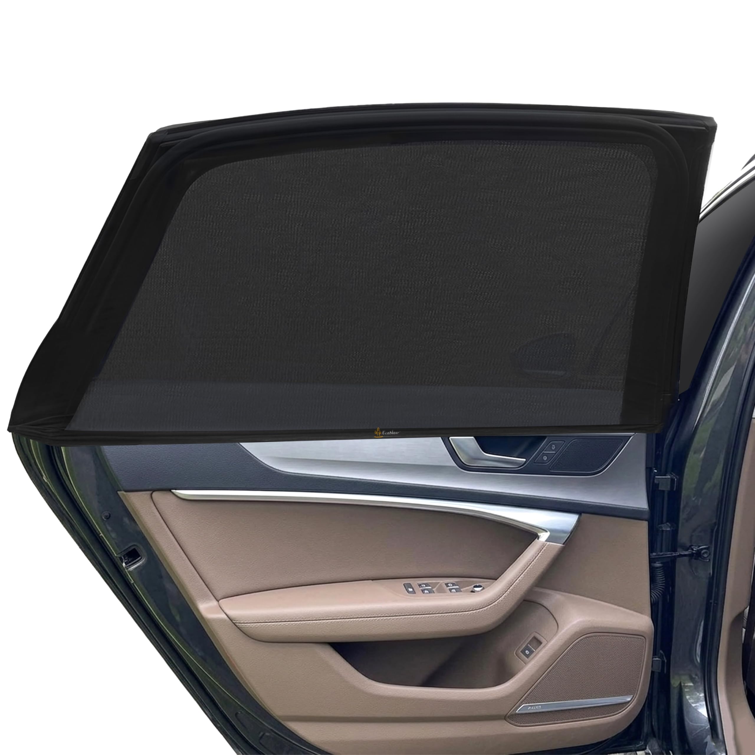 Photo 1 of EcoNour Car Window Screens for Camping (Pack of 2) | 100% Protection from Bugs, UV and Mosquito Net | Breathable Mesh Baby Window Covers for Privacy Blackout (Medium 16"x30") | Car Window Accessories