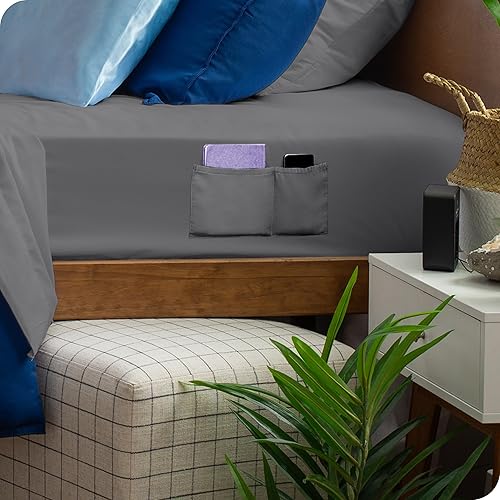 Bare Home Sábana bajera ajustable individual extra larga  doble bolsillo  microfibra 1800 premium  ultra suave sin arrugas  Bolsillo profundo