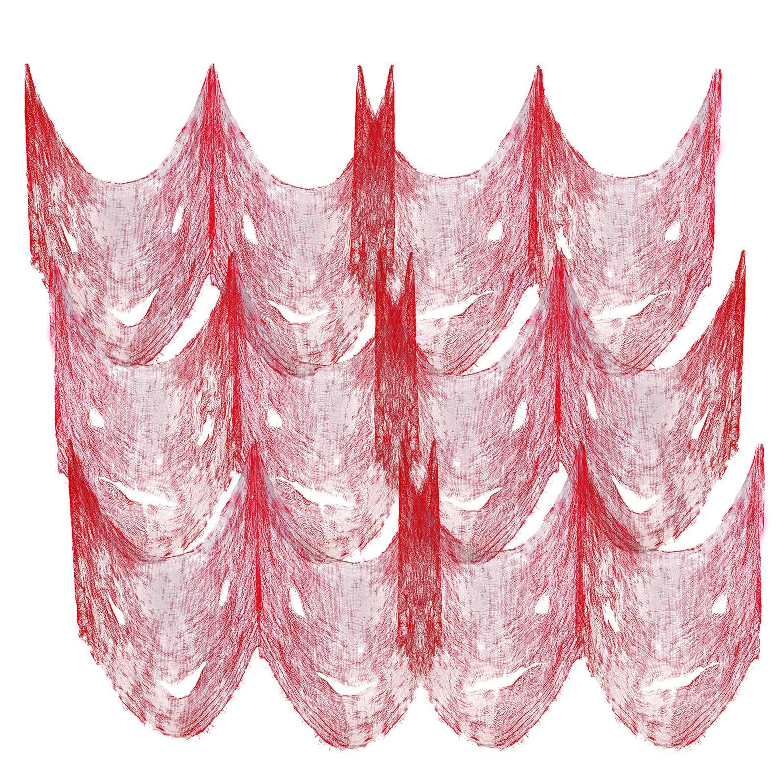 Tmflexe 6 Pack Creepy Cloth 30 x 72 Inch, Spooky Halloween Polyester Decorations Scary Gauze Cloth Doorways Spooky Halloween Decorations Outdoor Yard Home Wall Decor（Bloody）