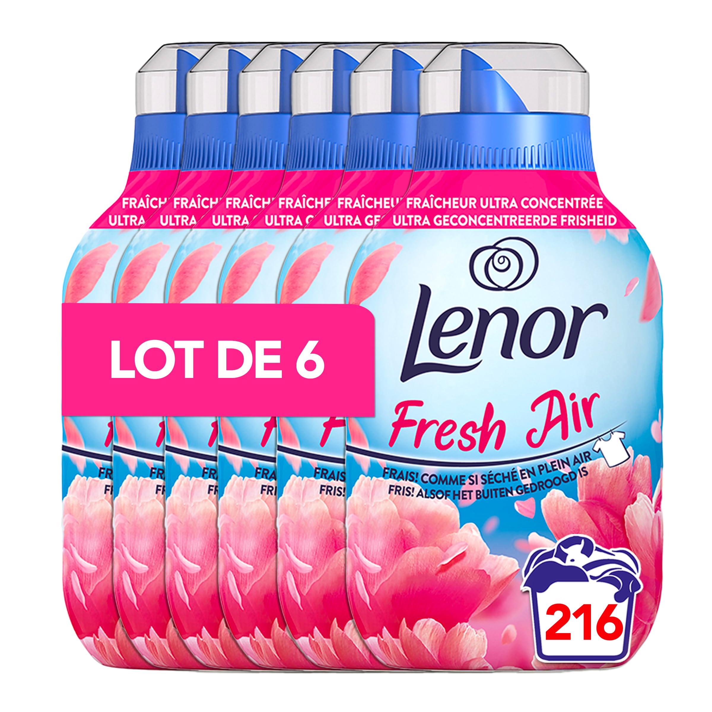 Lenor Fresh Air Ammorbidente 36x6 Lavaggi Giardini Fiori Freschezza Ultra Concentrata Bottiglia Riciclata