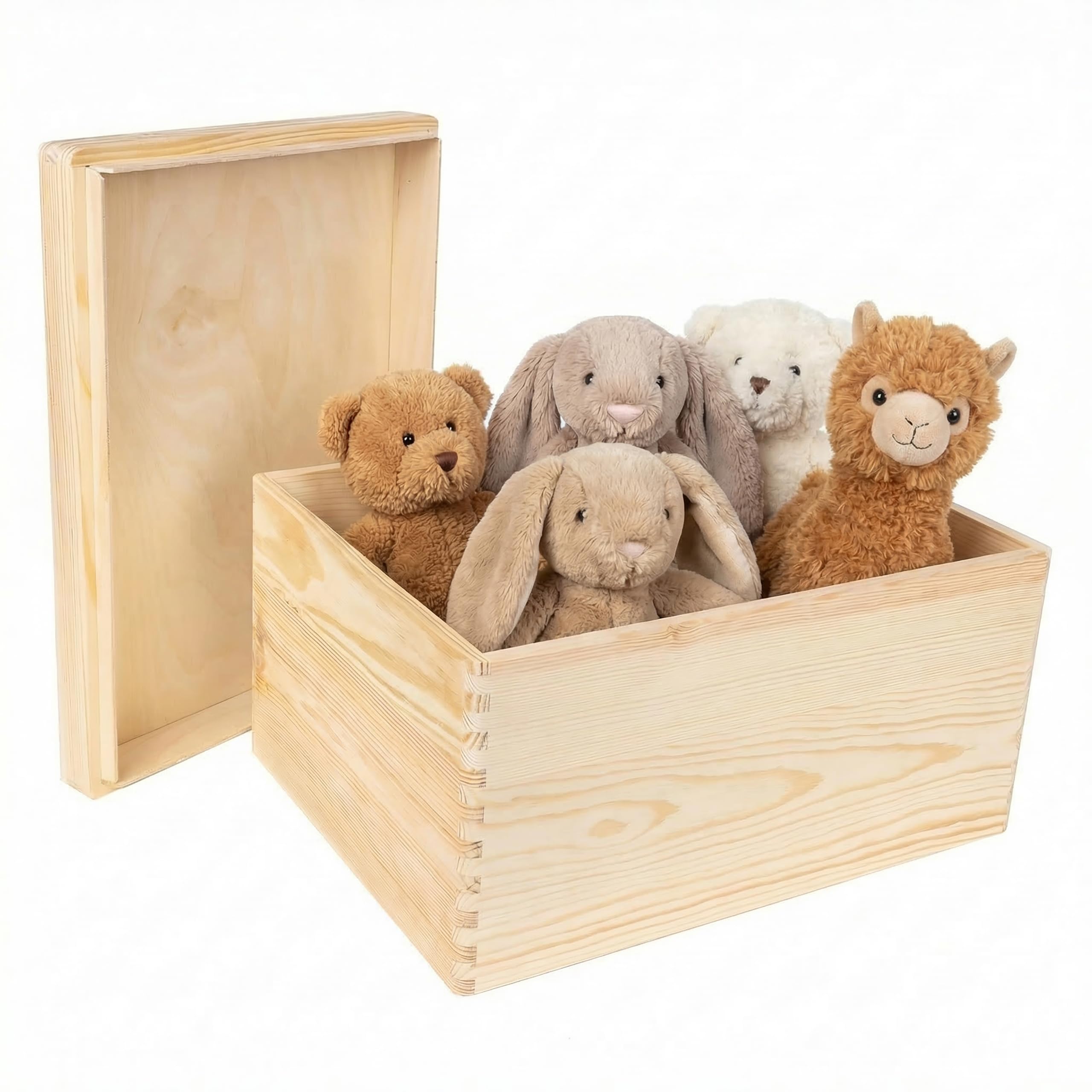 Creative Deco XXL Large Plain Wooden Storage Box | 40x30x22 cm (+/-1 cm)