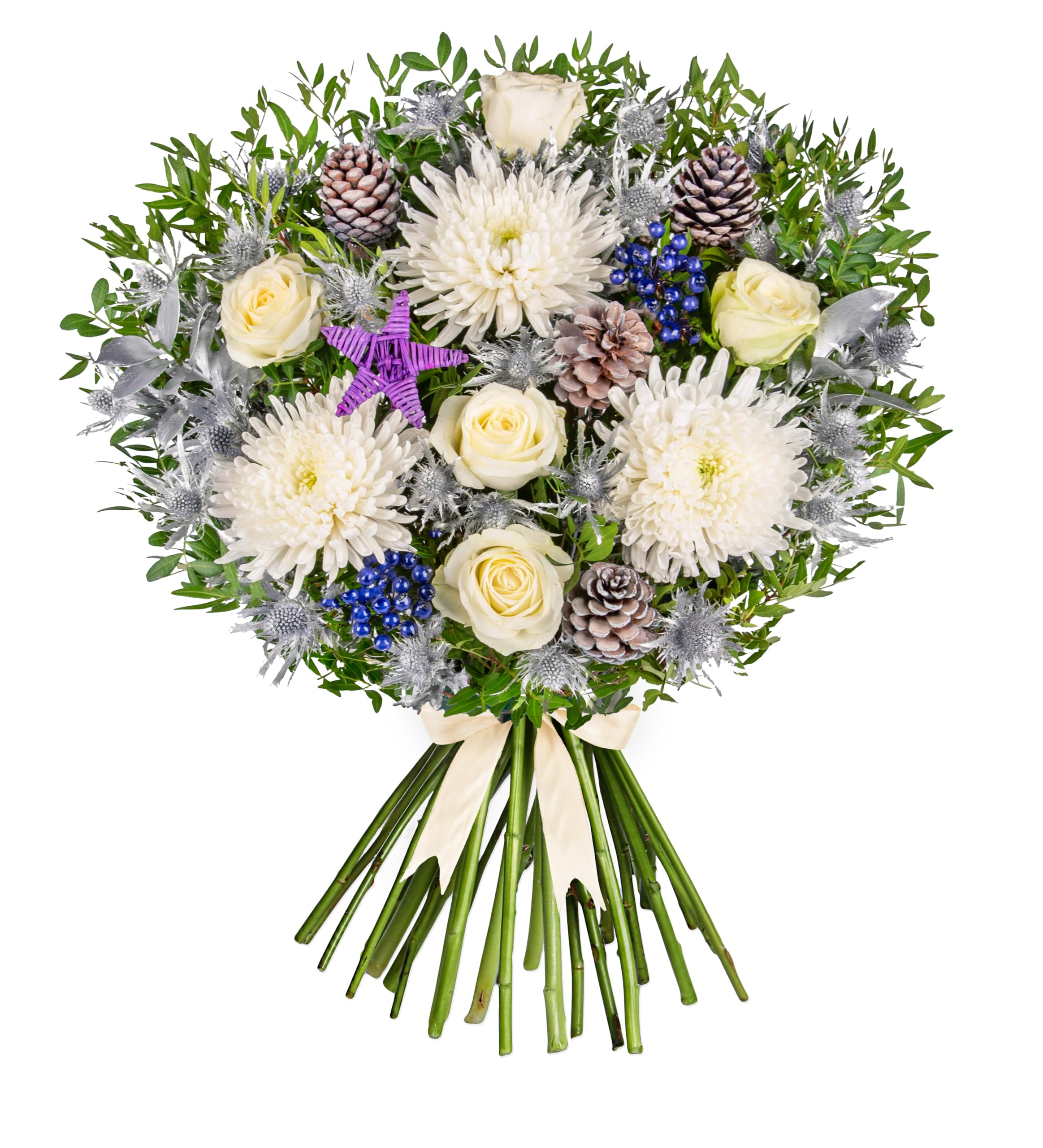 Noel Christmas Bouquet - Fresh Christmas Flowers – Festive Floral Arrangements for Holiday Décor, Gifts, Celebrations, Winter Weddings, Seasonal Cheer, and Special Gatherings (Large)