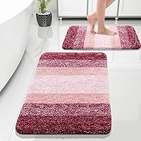 Vista 315 de OLANLY Juego de 2 alfombras de baño de 2 piezas, alfombras de baño de microfibra suave y absorbente y alfombra de inodoro con contorno