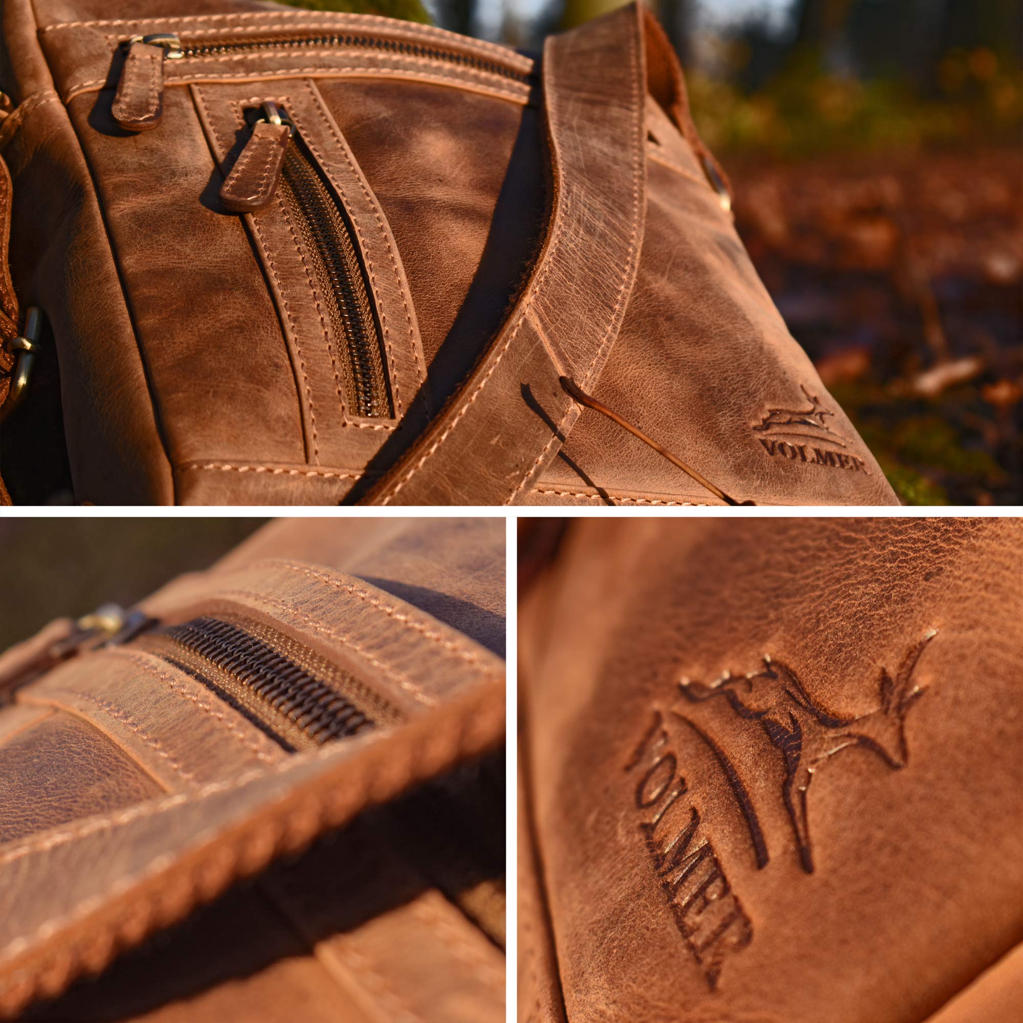 Fa.Volmer ® Borsa a tracolla piccola in pelle per uomo e donna | Borsa a tracolla in pelle di bufalo/nappa di alta qualità | marrone o nero | Modelli Stanford e Princeton