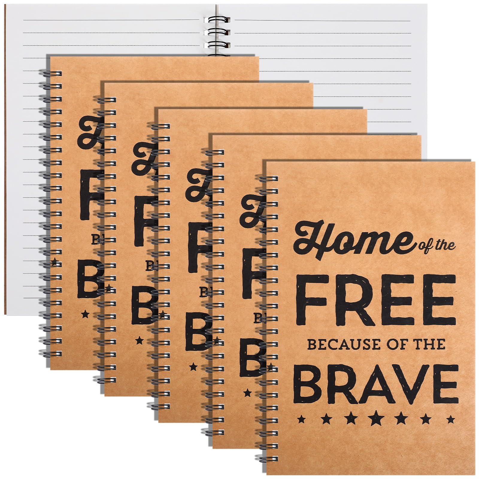 Resurhang A5 Size Veteran Spiral Journal Notebook 6 Pack Veterans Day Gifts Bulk Veteran Appreciation Gifts with Thick Kraft Cover Lined Paper for USA