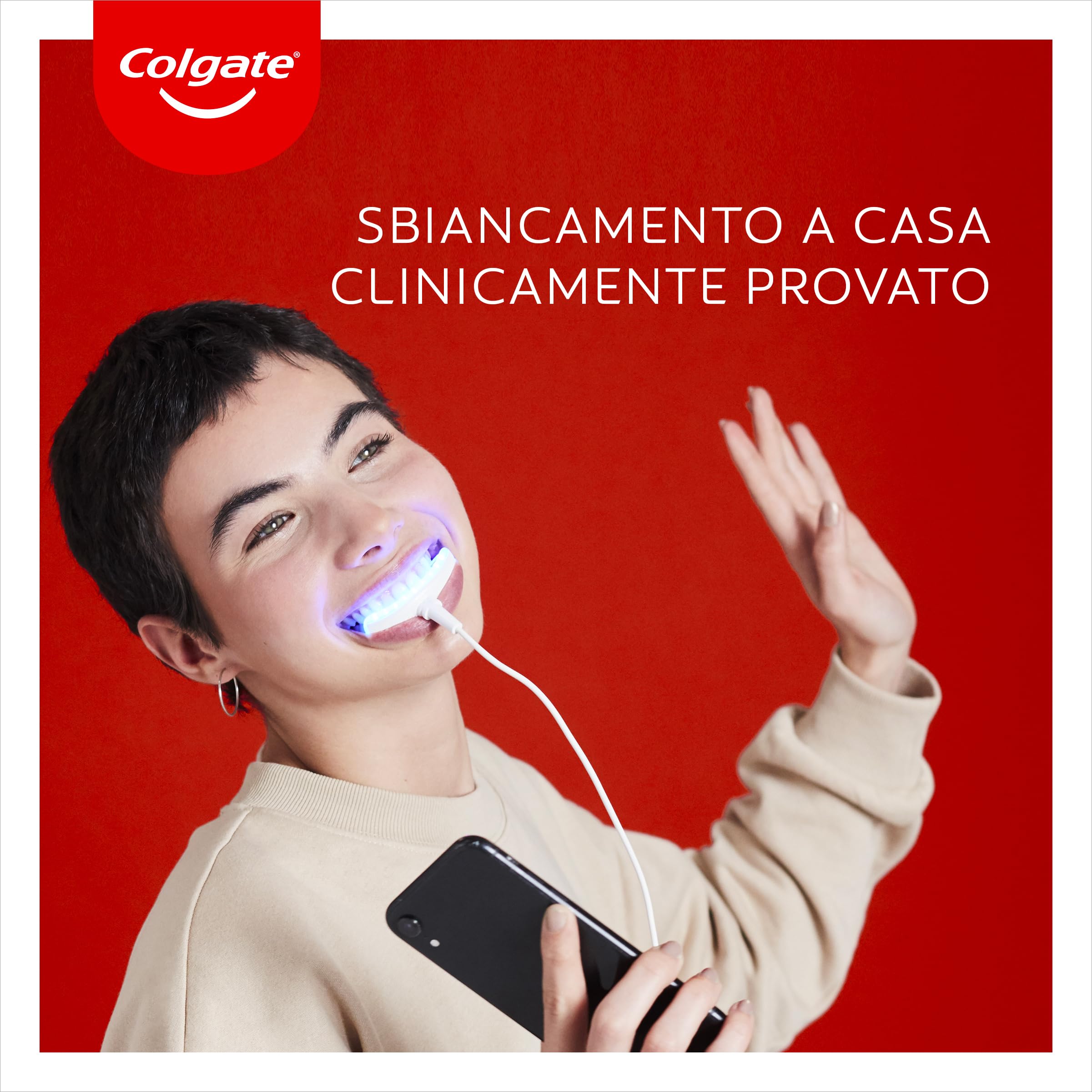 Colgate Max White Ultimate, Kit Sbiancante Denti con Penna Sbiancante Denti + Luce Led sbiancante, Denti Bianchi, Illumina il sorriso in 10 Minuti, Sbiancamento Denti, Sicuro per lo Smalto