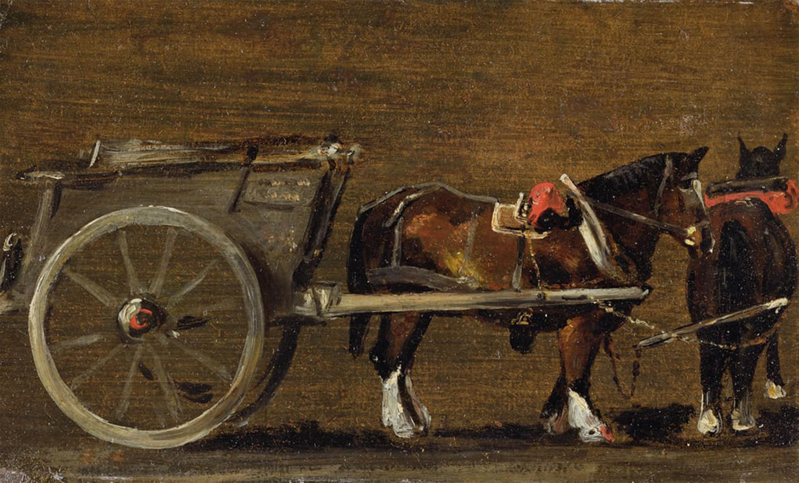 Une charrette de ferme deux chevaux affiche toile Constable 90cm