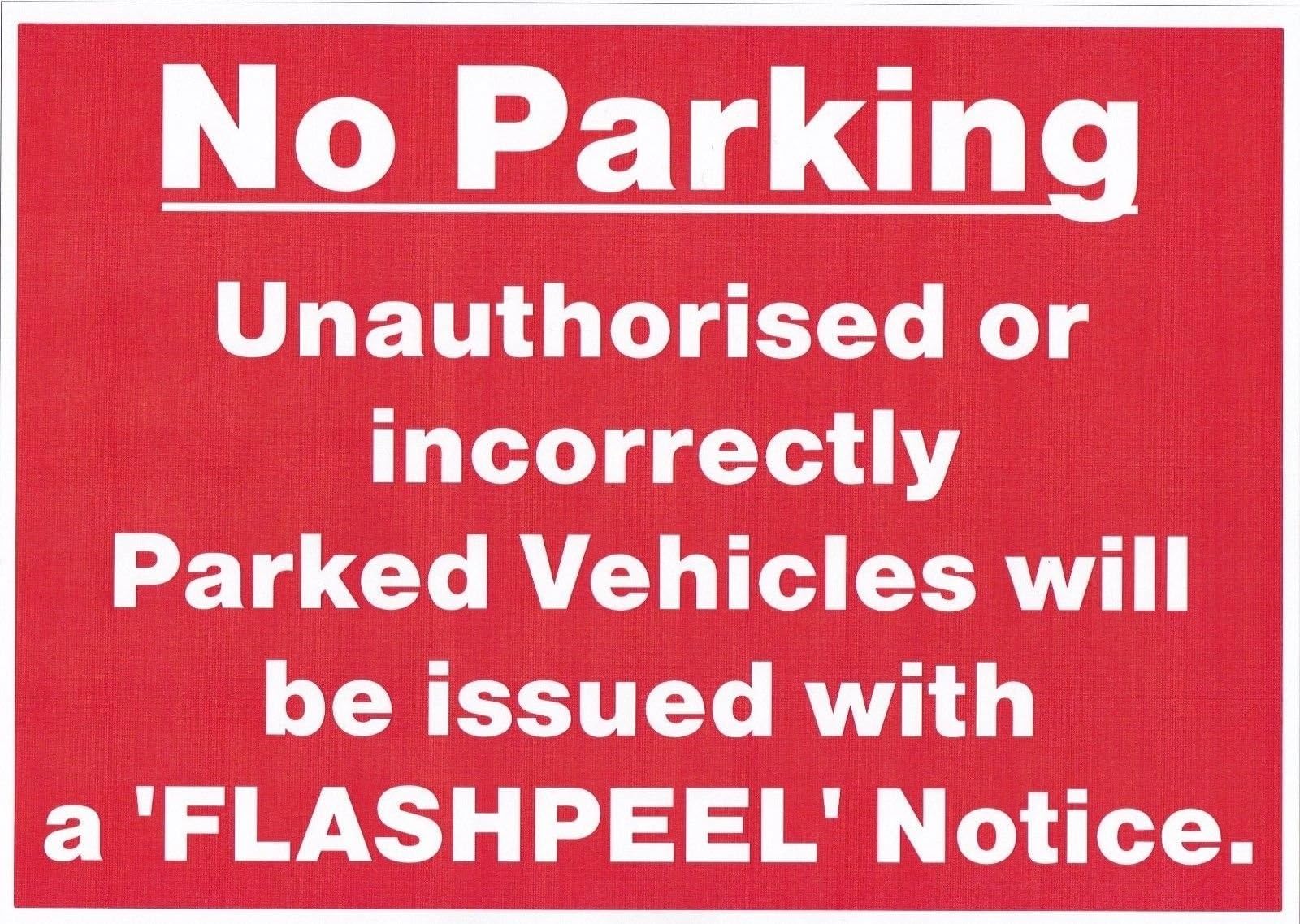 No Parking Sign with Hard to Remove and Easy to Remove Warning Stickers (5 Each)