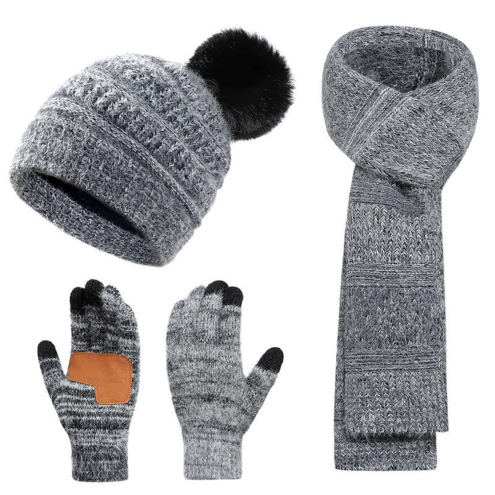 Conjunto de gorro de invierno bufanda y guantes tactiles unisex para frio 2