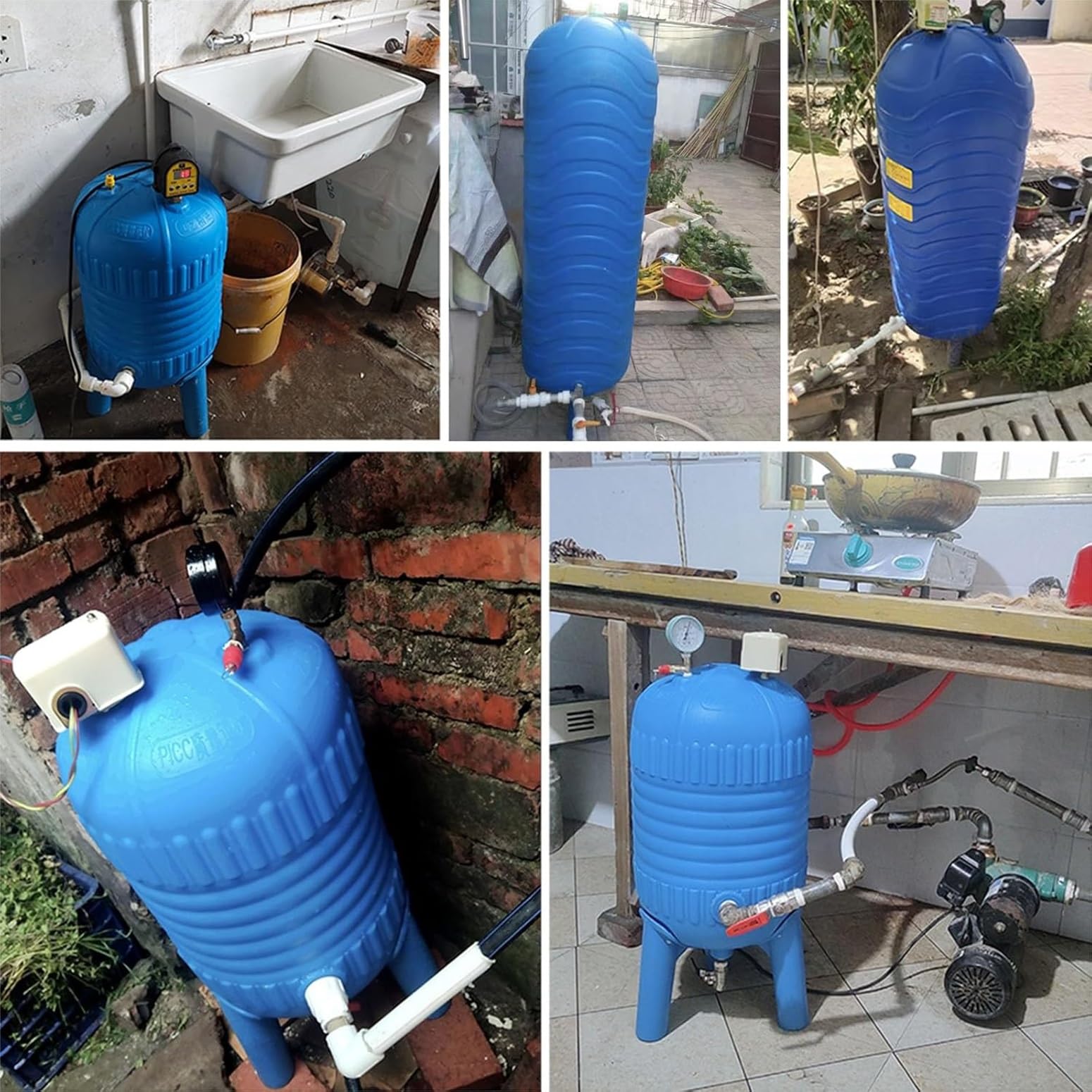 Depósito de presión de agua 60L-200L, recipiente de presión completo de bomba de pozo con kit de montaje para almacenamiento automático de agua en el hogar, jardín, granja e industrial