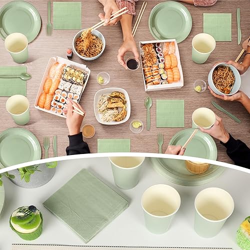 Miniatura 5 de Dandat 350 piezas de decoraciones de despedida de soltera, suministros para fiesta de baby shower, platos y tazas y servilletas con tenedores de