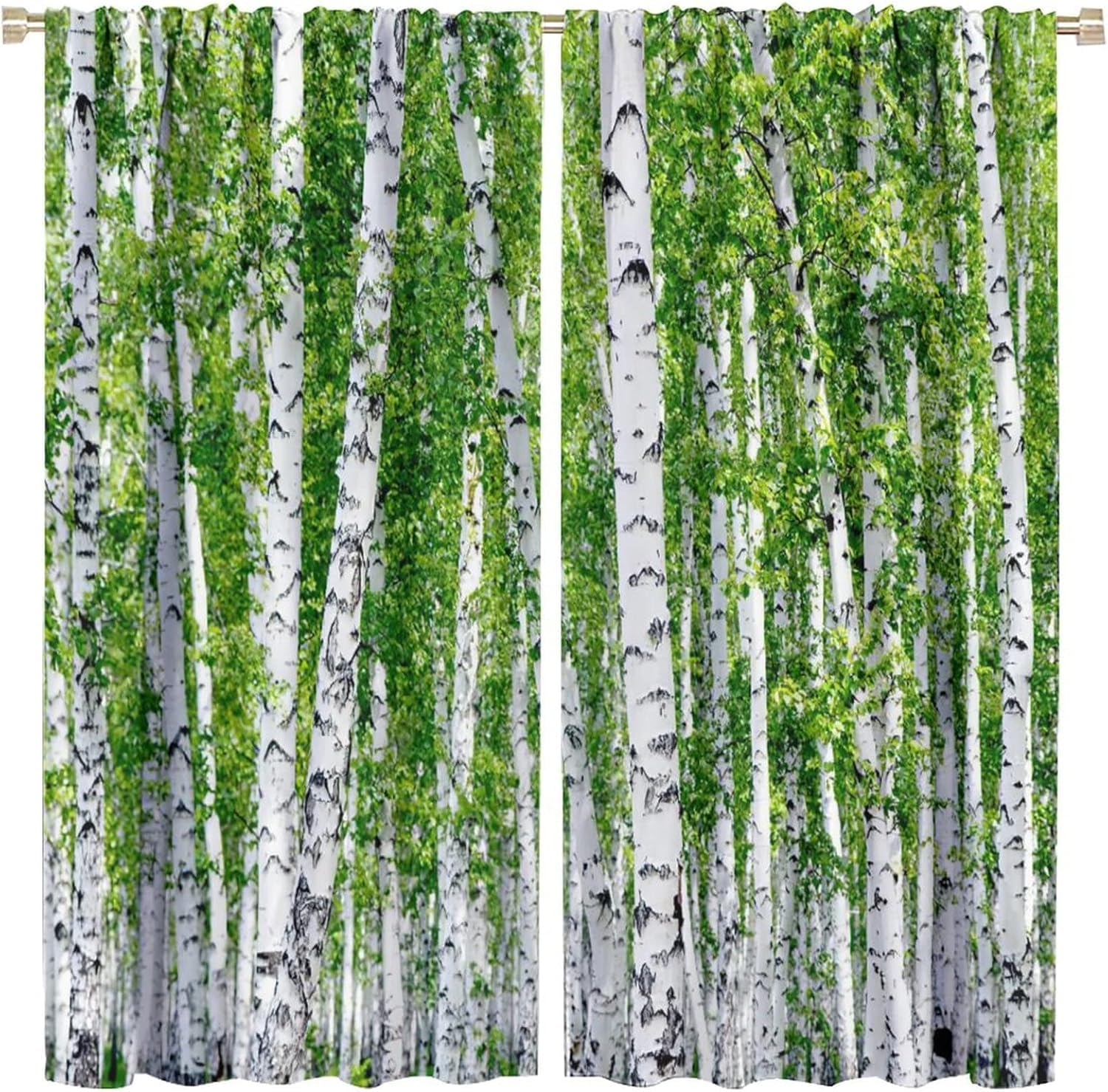 Rideau thermique isolant et occultant oeillets salon forêt 3D