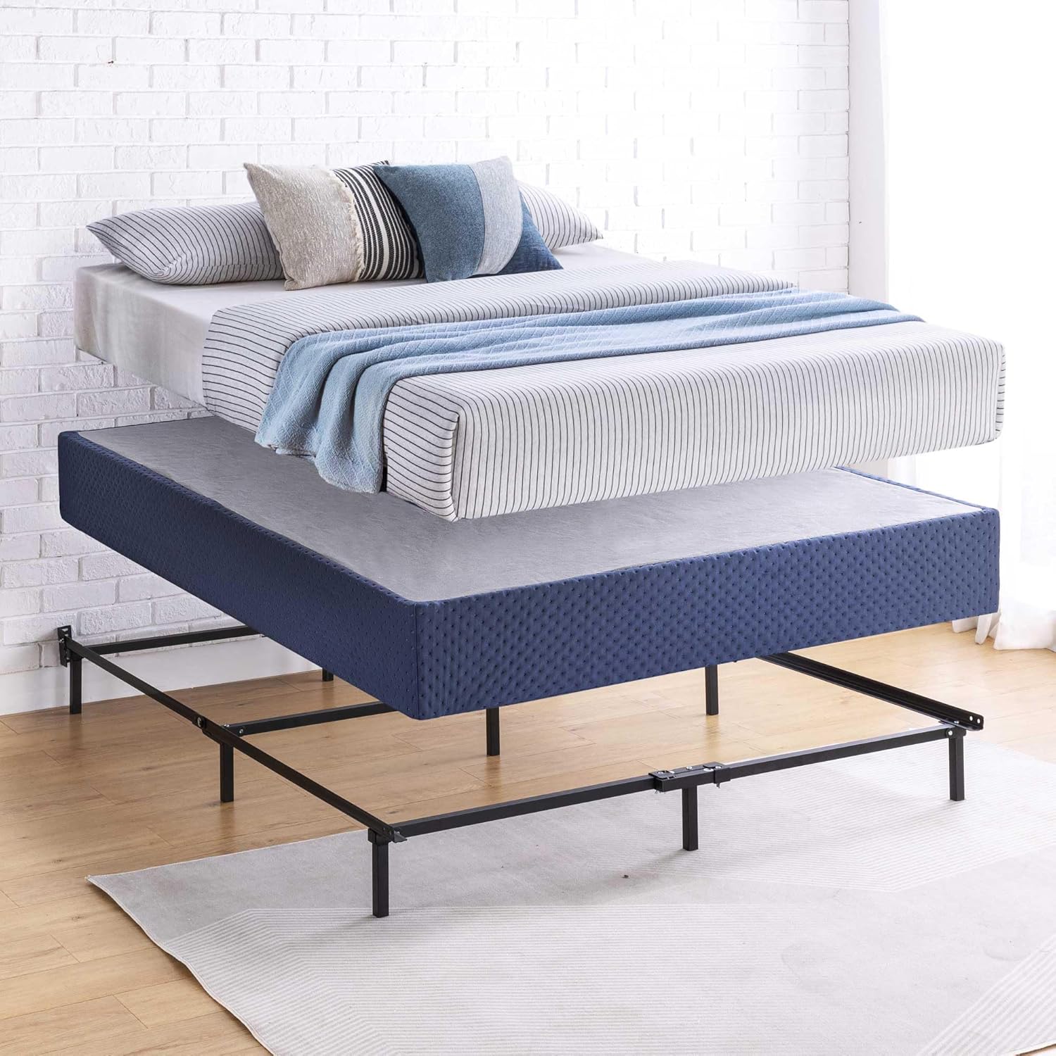 Best Price Mattress Queen Box Spring, 9" High Profile with Heavy Duty Steel Slat Mattress Foundation Fits Standard Bed Frame, Queen Size