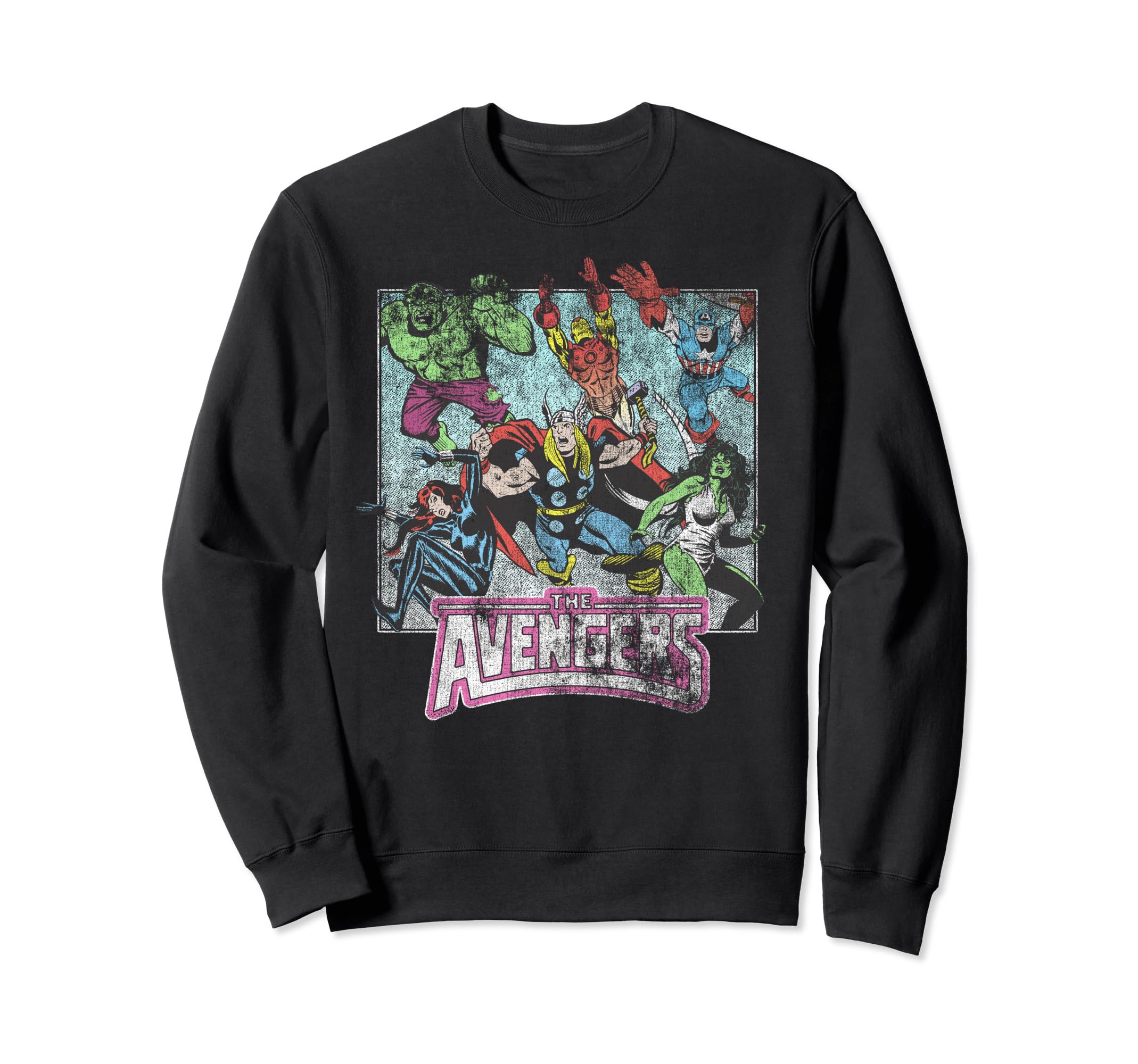 Sweatshirt Marvel Avengers Classic gris pull vintage imprimé action shot