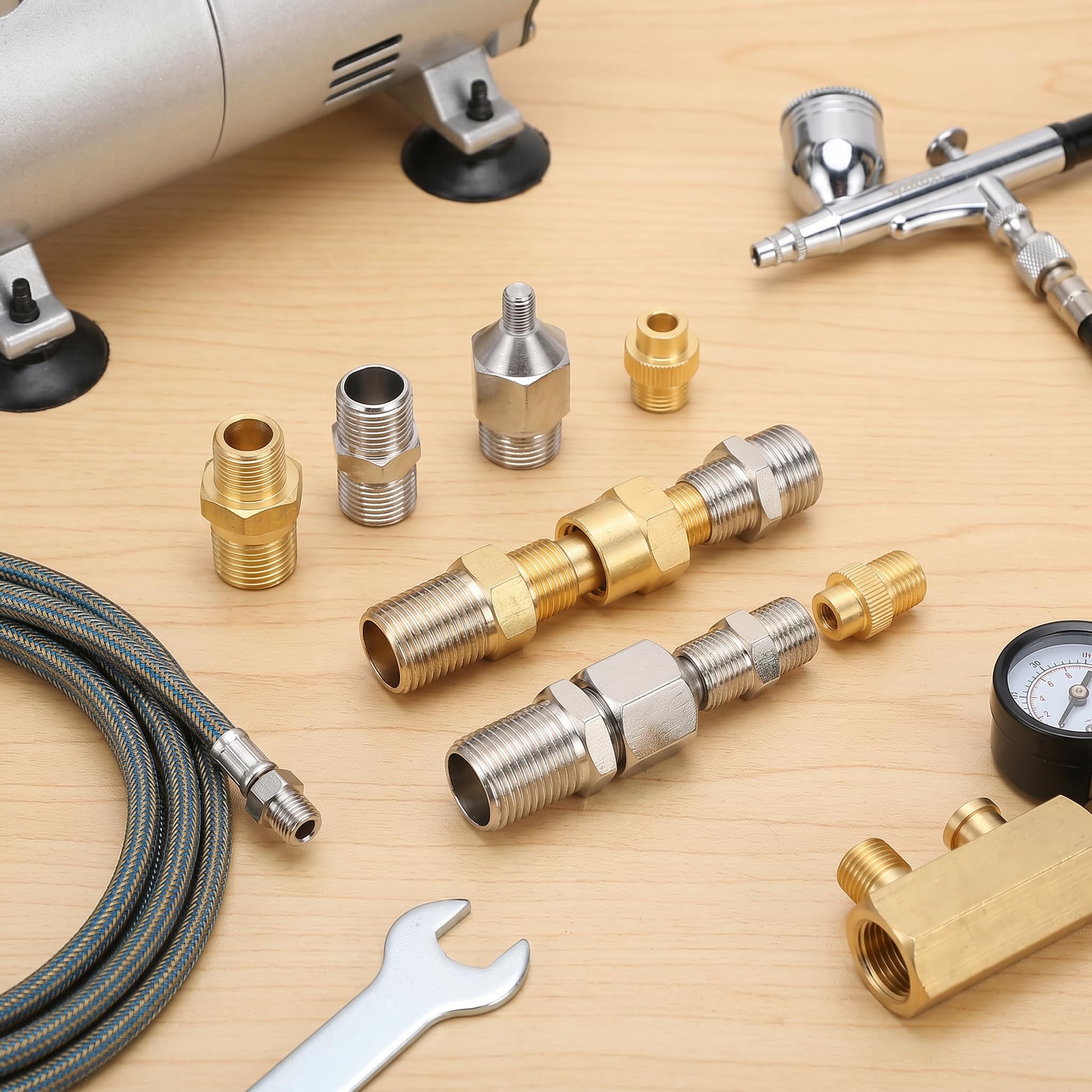 7PCS Airbrush Adapter Zestaw 1/8 Cali 1/4 Cal BSP Złącze dla Węża Sprężarki Airbrush Szybkie Wydanie Zestaw Profesjonalny Sprężarki Powietrza Dostarcza Te Adaptery Original Original