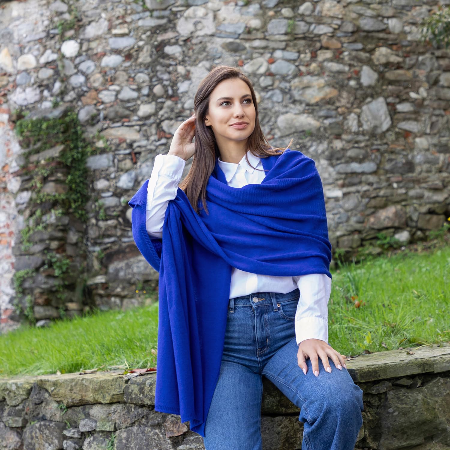étole femme en cachemire mélangé, made in Italy, taille unique