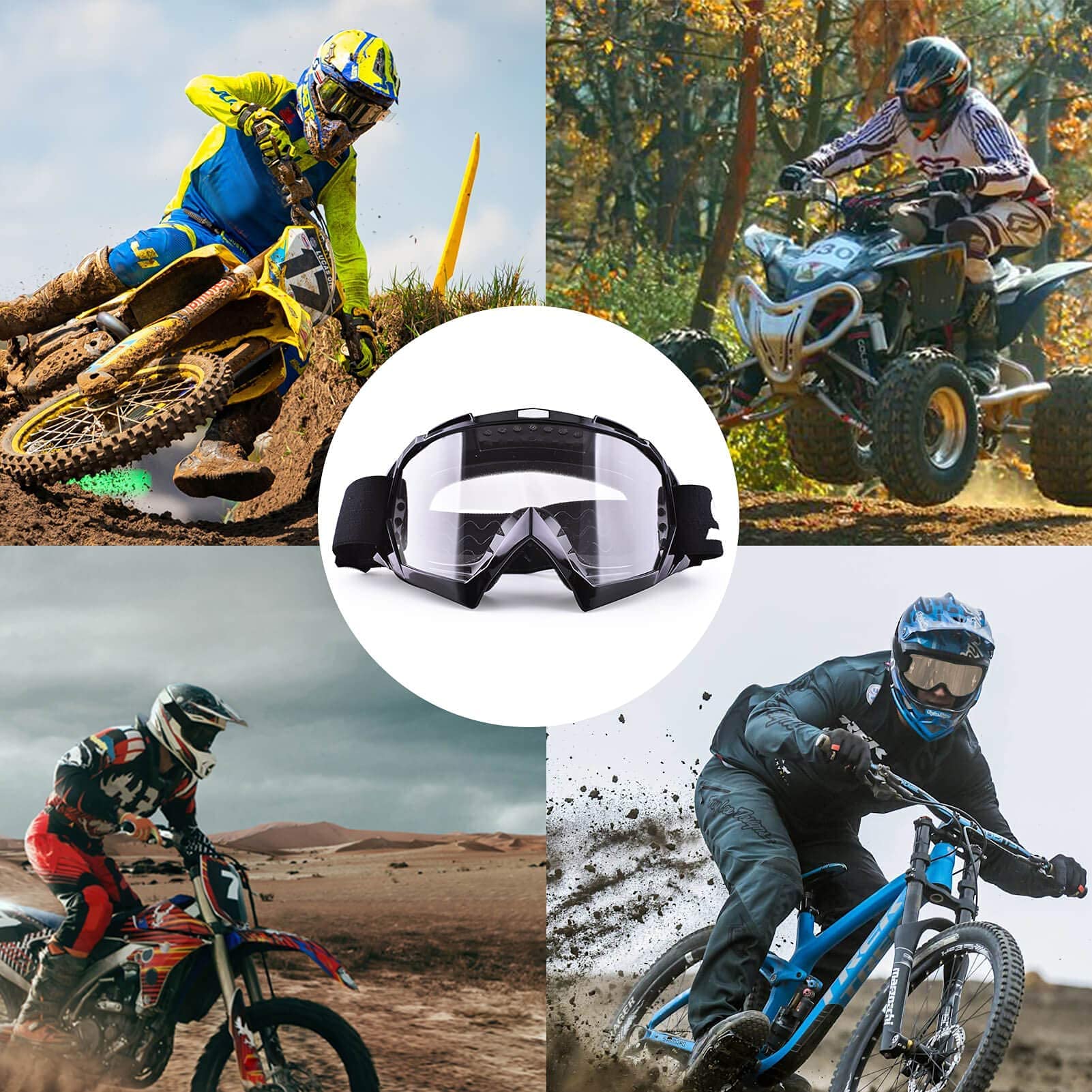 Lunette Moto Cross Lunettes Pour Casques Anti-UV Lunettes De Moto Lunettes Moto Transparente Pour Quad/Rallye/Enduro/Motocross