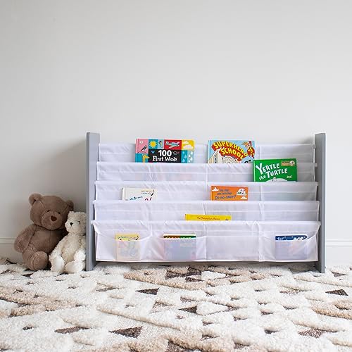 Miniatura 6 de Humble Crew Inspire - Estantería extragrande de 4 niveles para niños con 4 bolsillos frontales, organizador para libros pequeños y grandes,