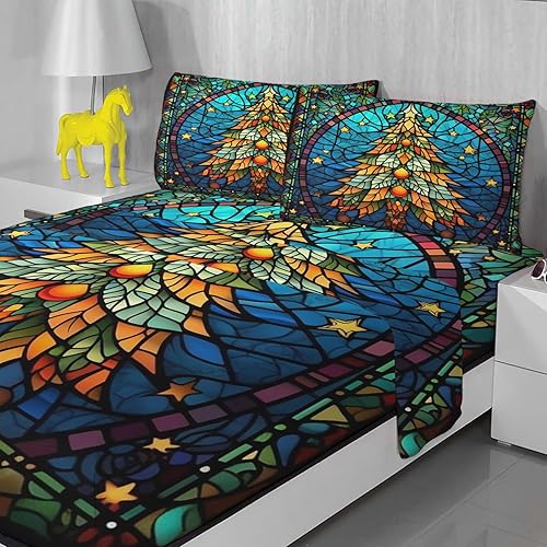 Miniatura 2 de Sábanas para árbol de Navidad tamaño Queen  Sábanas y fundas de almohada del árbol de la vida  100% microfibra, estampado de alto número de hilos,