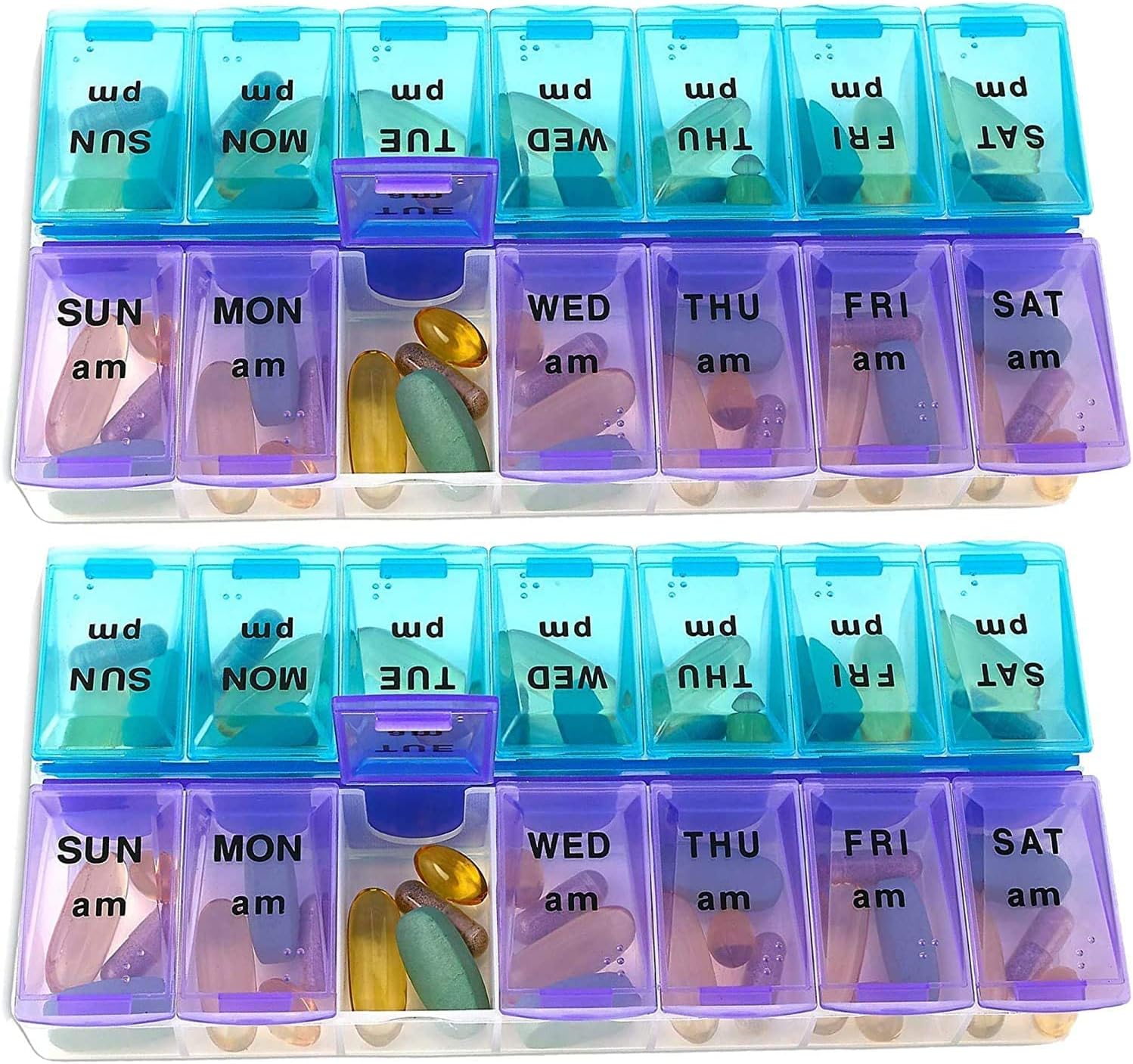 MEDca Weekly Pill Organizer, Twice-a-Day, Pack of 2