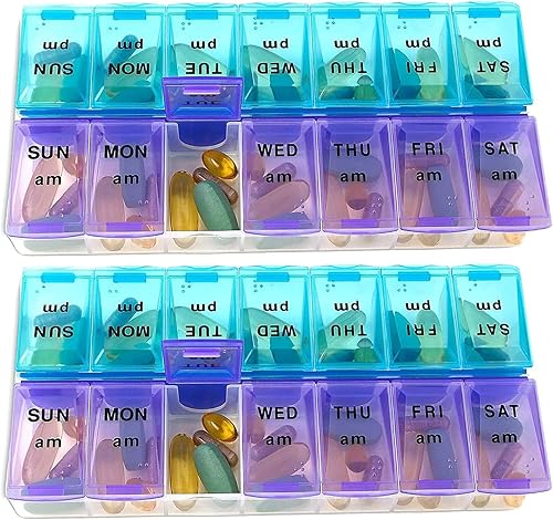 Miniatura 10 de Organizador semanal de píldoras, con dos compartimentos por día, de MEDca