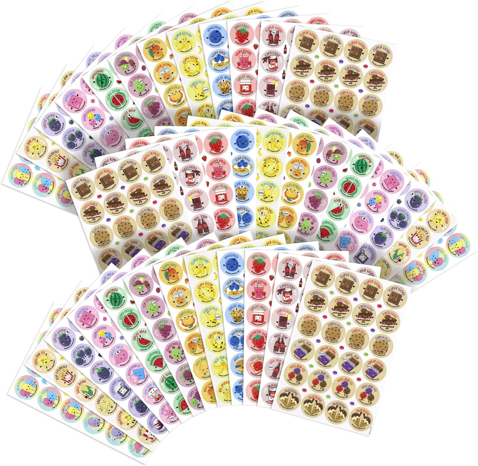 Scratch and Sniff Stickers - 864 Pieces, 12 Different Scents, 36 Sheets - Reward Stickers for Kids, Teachers, Parents, Crafts, Party Favors, Christmas Gifts