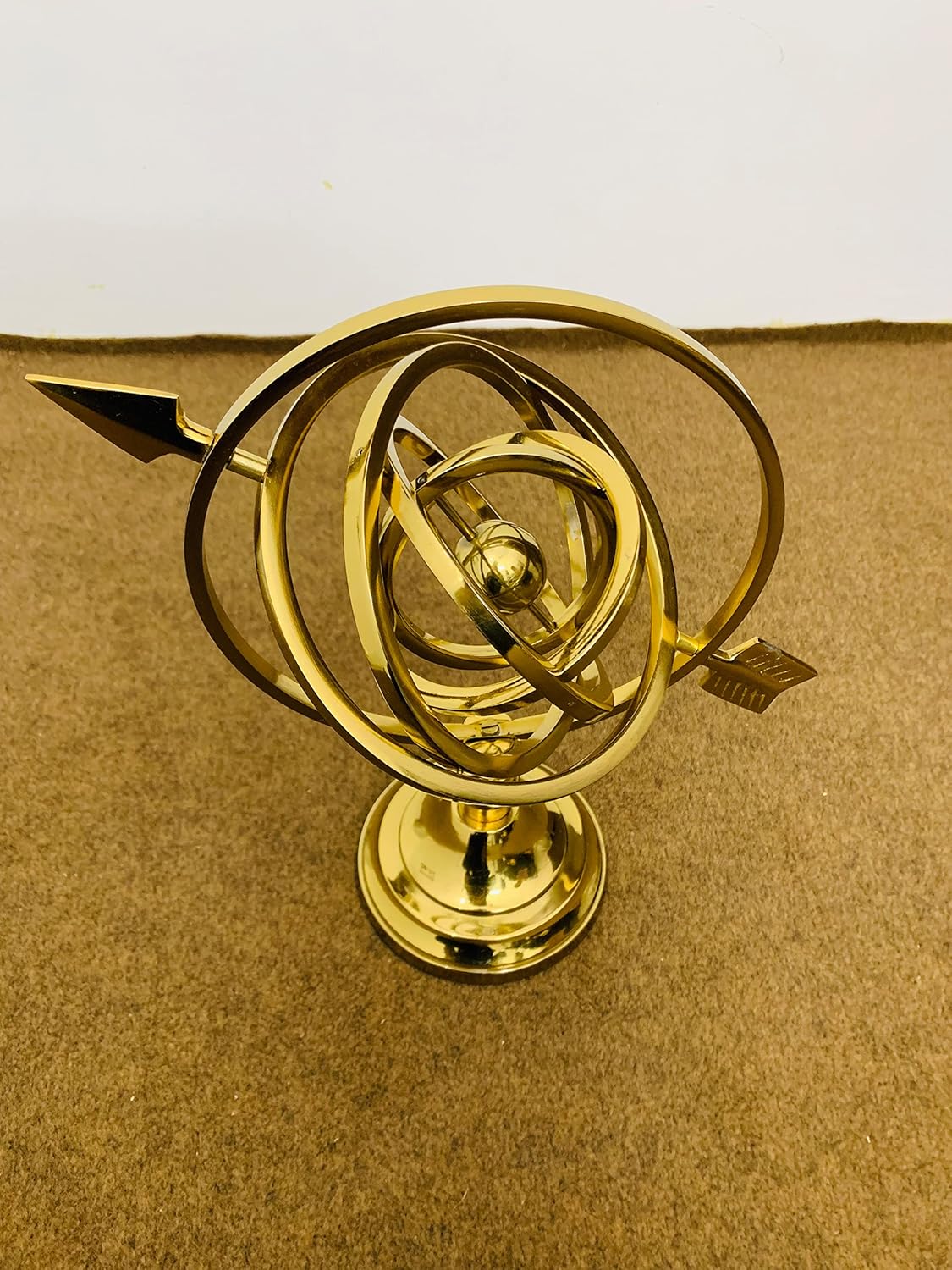 Aluminum Armillary Vintage Tabletop Sphere Globes Armillary Marine 11 Inches Handmade Decorative Globe (Shiny Brass Finish)