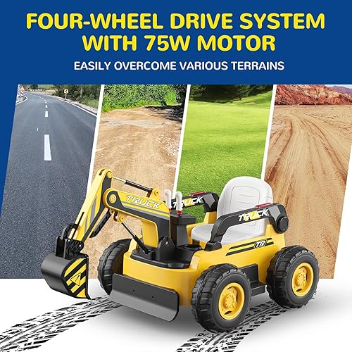 Miniatura 3 de Excavadora N9 Ride on Car con brazo de excavación totalmente eléctrico, motor de 4 x 75 W para todo terreno, batería grande de 12 V 10 AH, control