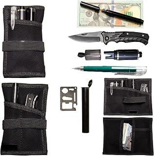 9-in-1 Premium Wallet Survival Kit with Money Tester, Emergency Tools, Compact Cutting Tool, Seatbelt Cutter, Pill Organizer & Multi-Function Card for Travel Camping Essentials