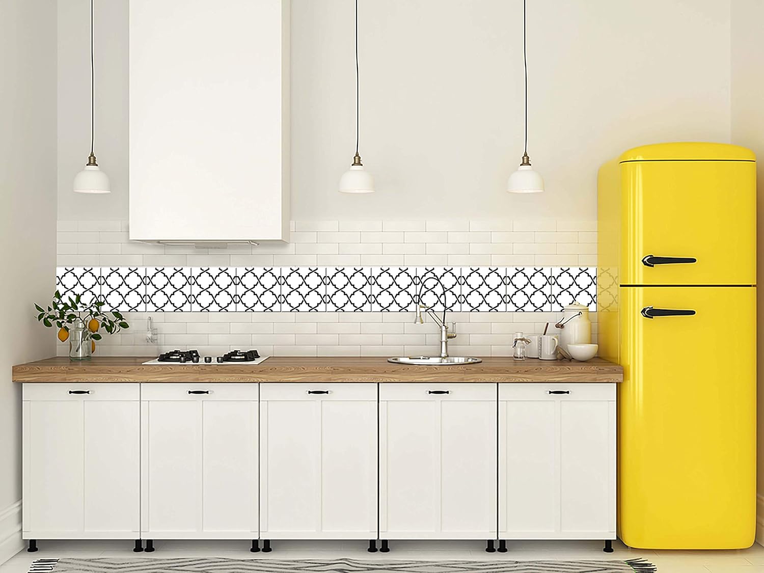 Black & White Collection Peel and Stick Tile Stickers 24 PC Set backsplash Tile Decals Bathroom & Kitchen Vinyl Wall Decals Easy to Apply Just Peel & Stick Home Decor (4x4 Inch, Perfect Match)