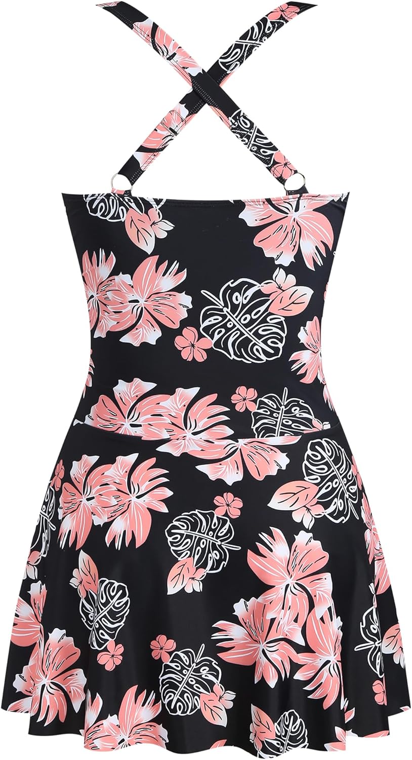 ZAFUL Women's Tankini Bathing Suits Swimsuit Tummy Control Two Piece Swim Dress Cut Out Twist with Bikini Bottoms - Image 3