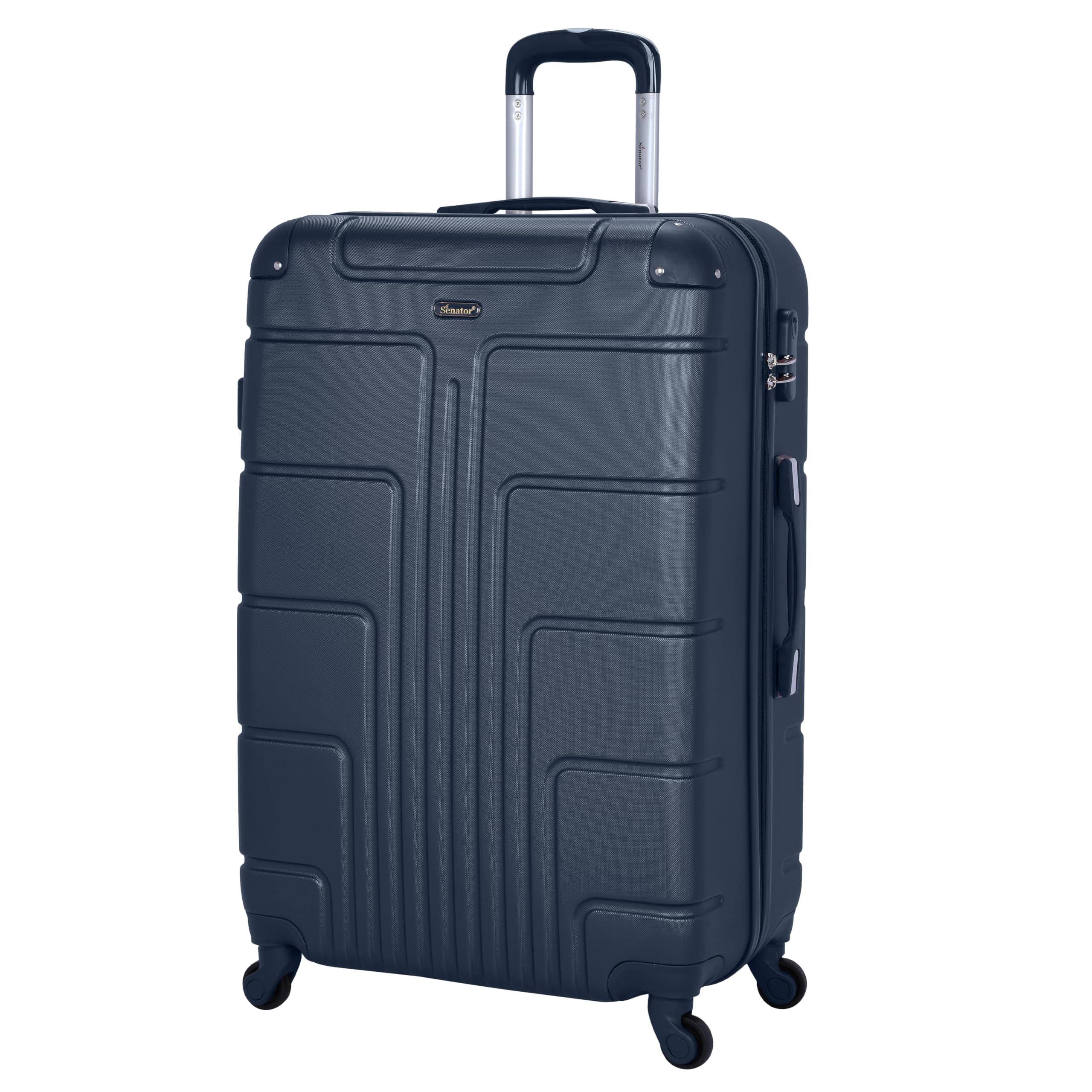 SenatorLightweight Checked Bag- Durable Hard Shell Luggage 28 Inches Suit Case for Travel A1012 | ABS Large Hard sided Luggage with Spinner Wheels 4 (Checked Luggage 28-Inch, Navy Blue)