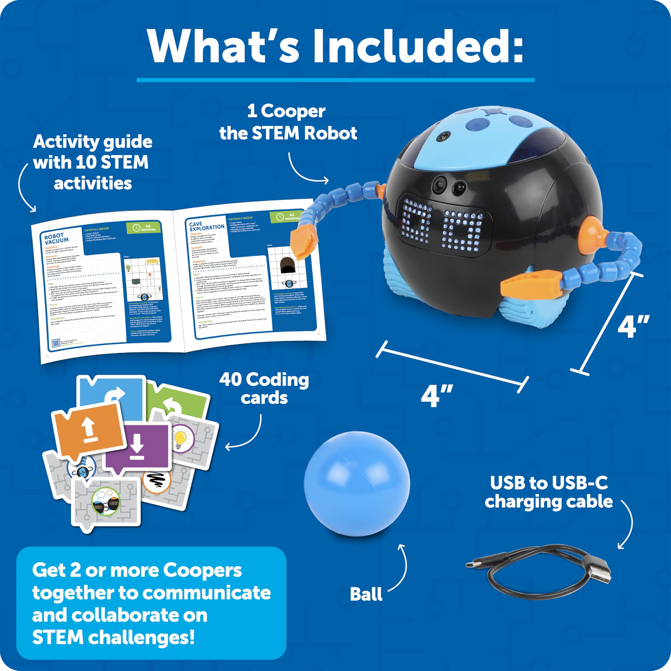 Learning Resources Robot Cooper – Programowalny STEM, Nauka Kodowania w Domu i Klasie 5-10 Lat
