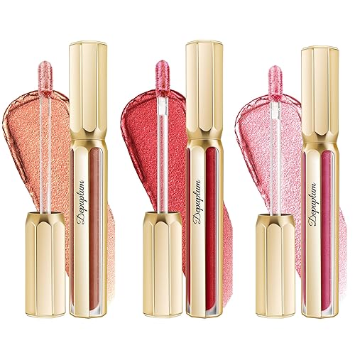 Depuplum 3Pc Lipsticks Set for Women Metallic Lipstick Long Lasting Dark Red Bronze Pink Lip Gloss, Metal Shine Lightweight Hydrating Full Coverage Lip Color, DP103/104/114 - DP103/104/114 - 1 Fluid Ounce (Pack of 1)