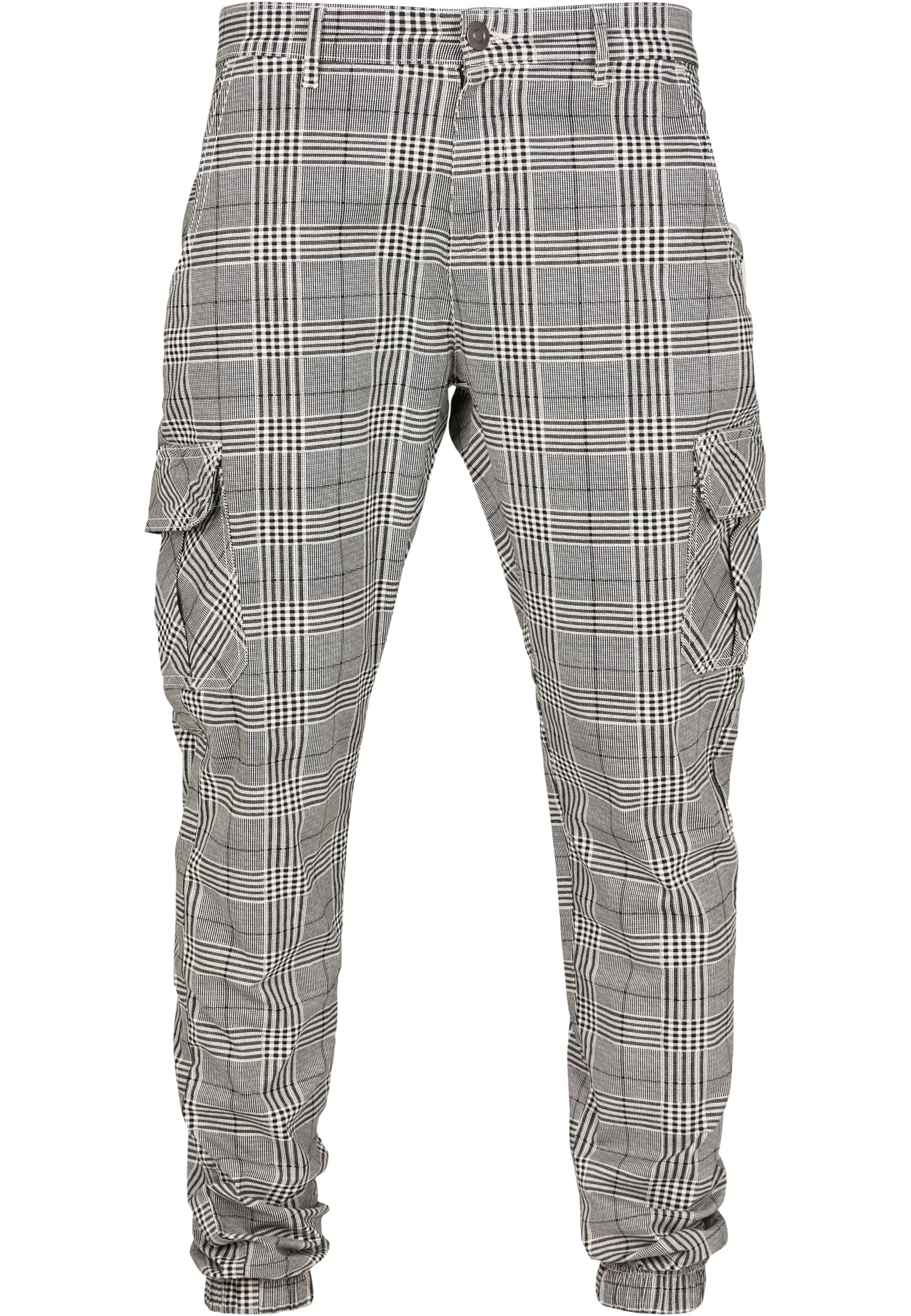 Urban Classics Pantalones cuadriculados para hombre, pantalones cargo con puños en los tobillos, grandes bolsillos laterales, disponibles en tallas de S a 5XL