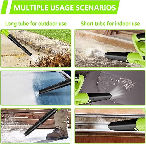 Miniatura 5 de Soplador de hojas inalámbrico con batería y cargador, soplador eléctrico de hojas para el cuidado del césped, soplador de hojas alimentado por