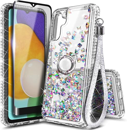 NZND Funda para Galaxy A14 5G, funda para Samsung Galaxy A14 con protector de pantalla de vidrio templado (cobertura máxima), soporte de