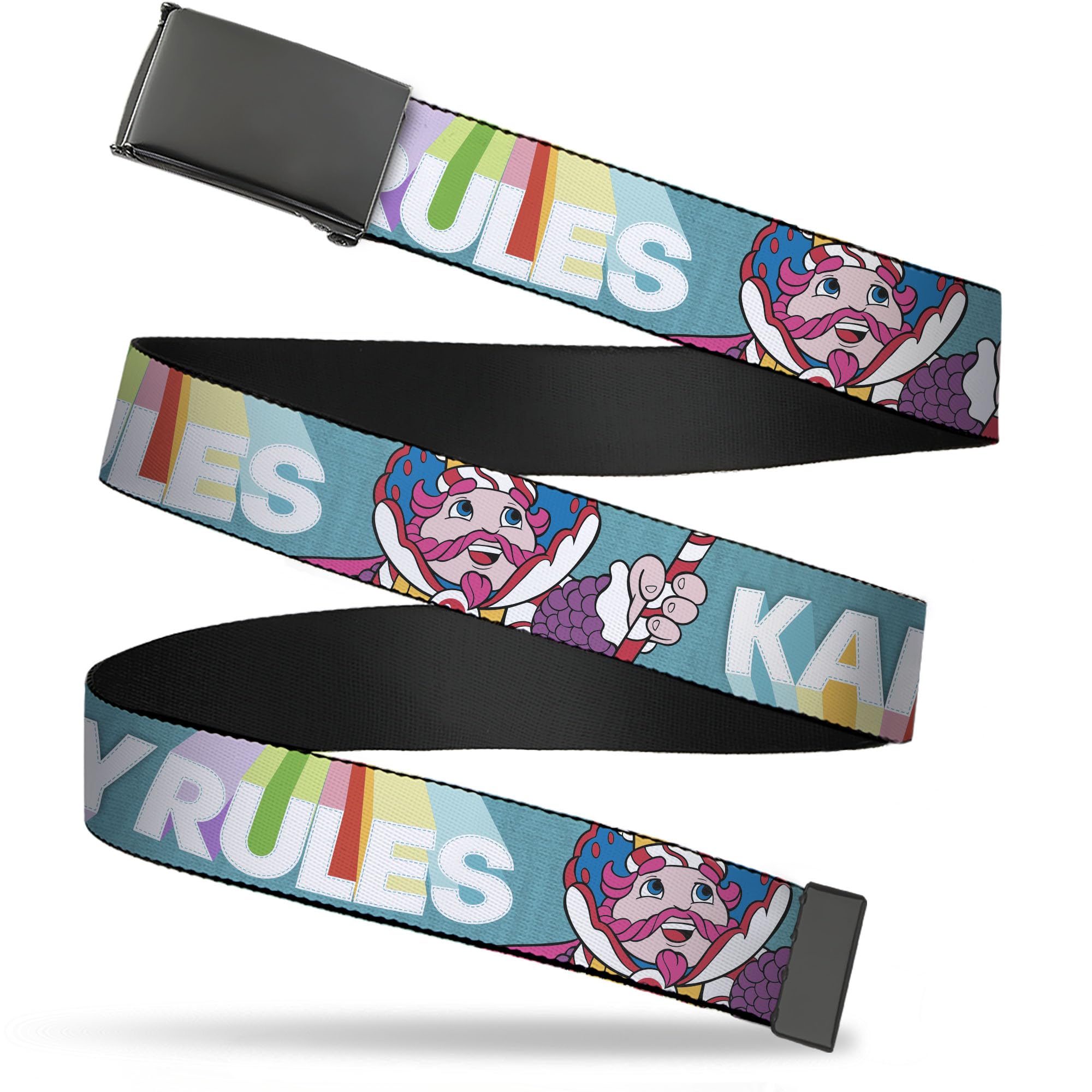Buckle-Down Hasbro Belt, Flip Web Belt Candy Land Kandy Rules King Kandy Teal/Multi Color